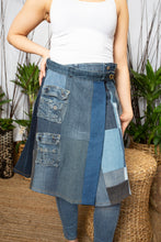 Load image into Gallery viewer, REVIVAL WRAP PATCHWORK SKIRT|COTTON DENIM- BLUES