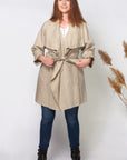 3-WAY FREEDOM DRAPE COAT KNEE | LINEN - LT TAUPE