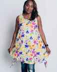 PLAYFUL CELESTE DRESS in LINEN COTTON BLEND with Multi colour design
