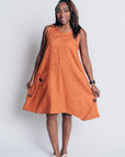 ESSENTIAL JENNA DRESS | LINEN - TANGERINE
