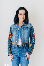 Load image into Gallery viewer, RECLAIMED JEANNIE JACKET | DENIM and KANTHA COTTON - RED PRINT