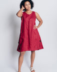 ESSENTIAL JENNA DRESS | LINEN - BERRY RED