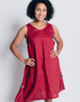 ESSENTIAL JENNA DRESS | LINEN - BERRY RED