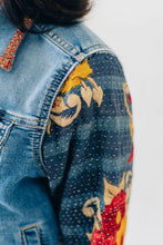 Load image into Gallery viewer, RECLAIMED JEANNIE JACKET | DENIM and KANTHA COTTON - RED PRINT