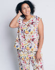 EVERYDAY CAP SLEEVE TOP | LINEN - GARDEN PRINT