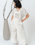 URBAN REWORK OVERALLS in WASHED creme CORDUROY and upcycled pockets