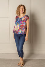 Load image into Gallery viewer, EVERY DAY CAP SLEEVE TOP | LINEN - MAGENTA/BLUE