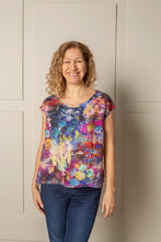 Load image into Gallery viewer, EVERY DAY CAP SLEEVE TOP | LINEN - MAGENTA/BLUE