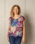 EVERY DAY CAP SLEEVE TOP | LINEN - MAGENTA/BLUE
