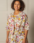 DAY TO NIGHT BOLERO JACKET, 100% LINEN in a GARDEN PRINT design
