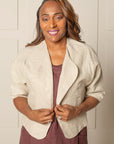 DAY TO NIGHT BOLERO JACKET, 100% LINEN in a natural colour