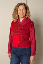 Load image into Gallery viewer, JUSTIFY CARDIGAN HOODIE | PATCHWORK ORGANIC - RUBY RED