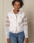 RECLAIMED JEANNIE JACKET | DENIM & LACE - STRAIGHT SLEEVE - SUGAR WHITE