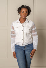Load image into Gallery viewer, RECLAIMED JEANNIE JACKET | DENIM & LACE - STRAIGHT SLEEVE - SUGAR WHITE