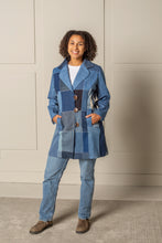 Load image into Gallery viewer, ENDLESS SUCCESS TAILORED COAT | UPCYCLED DENIM PATCHWORK - BLUES - KNEE LENGTH
