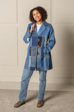 Load image into Gallery viewer, ENDLESS SUCCESS TAILORED COAT | UPCYCLED DENIM PATCHWORK - BLUES - KNEE LENGTH