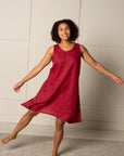ESSENTIAL JENNA DRESS | LINEN - BERRY RED