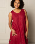 ESSENTIAL JENNA DRESS | LINEN - BERRY RED
