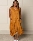 DRAPED FOREVER FROCK | LINEN - RUST
