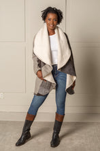 Load image into Gallery viewer, SIGNATURE MULTI - WAY CIRCLE COAT | WOOL BLEND PATCHWORK PLAID - BEIGE/CREME