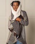 SIGNATURE MULTI-WAY CIRCLE COAT | WOOL BLEND PATCHWORK PLAID - BEIGE/CREME