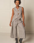 WONDER WRAP PANTS in 100% dark taupe LINEN