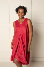 Load image into Gallery viewer, DRAPED FOREVER FROCK | LINEN - BERRY RED