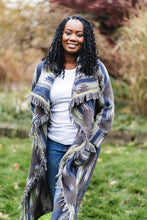 Load image into Gallery viewer, 3-WAY FREEDOM DRAPE COAT FRINGED | COTTON BLEND - BLUE OCEAN