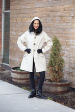 Load image into Gallery viewer, HAPPY HOODIE PUFFER COAT | LINEN - CREME