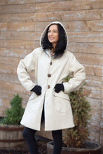 Load image into Gallery viewer, LINEN HAPPY HOODIE PUFFER -CREME