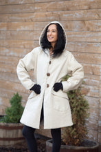 Load image into Gallery viewer, HAPPY HOODIE PUFFER COAT | LINEN - CREME