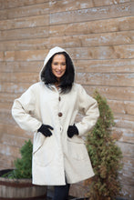 Load image into Gallery viewer, LINEN HAPPY HOODIE PUFFER -CREME