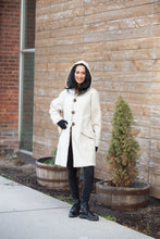 Load image into Gallery viewer, HAPPY HOODIE PUFFER COAT | LINEN - CREME