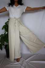 Load image into Gallery viewer, LINEN WRAP PANT-TAUPE STRIPE
