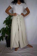 Load image into Gallery viewer, LINEN WRAP PANT-TAUPE STRIPE