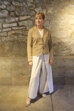 Load image into Gallery viewer, LINEN WRAP PANT-TAUPE STRIPE