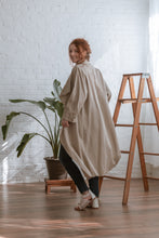 Load image into Gallery viewer, ORGANIC LINEN DRAPE FRONT COAT(L)- TAUPE