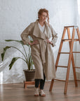 3-WAY FREEDOM DRAPE COAT, 100% LINEN in beige