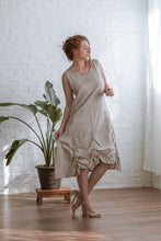 Load image into Gallery viewer, natural colour drawstring dress front