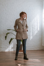 Load image into Gallery viewer, knee length linen coat with buttons
