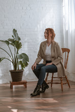 Load image into Gallery viewer, knee length linen coat with buttons