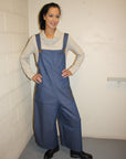 blue denim jumper with button closure