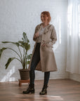 hooded long coat in natural open front