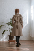 Load image into Gallery viewer, hooded long coat in natural back