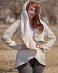 Creme circle jacket with hood