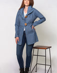 JUSTIFY JACKET HOODIE 100% COTTON blue DENIM STRIPE fabric