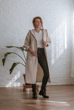 Load image into Gallery viewer, creme coloured hooded coat