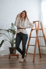 Load image into Gallery viewer, Creme circle jacket with belt and hood up