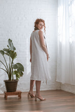 Load image into Gallery viewer, LINEN DRAWSTRING DRESS-WHITE