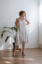 Load image into Gallery viewer, LINEN DRAWSTRING DRESS-WHITE